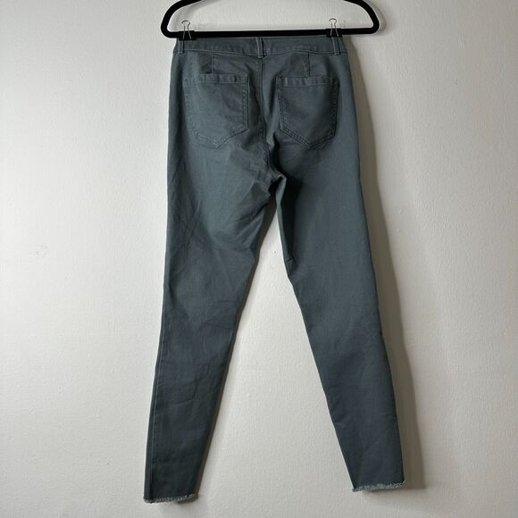 NWT Loft Slate Gray Gold Button Fly Frayed Hem Pant Jean Front Stitch Seams 00 - Picture 4 of 12